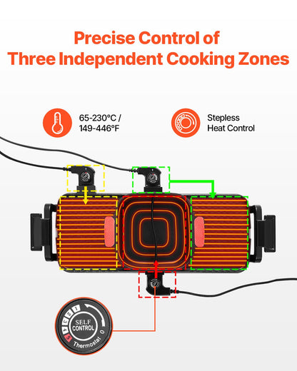 Varmgryta med grill, 2300W 2-i-1 elektrisk rökfri grill och varmgryta, avtagbar shabu-shabu-värmgryta med non-stick-panna, separat dubbel temperaturkontroll, koreansk inomhusgrill för 1-6 personer