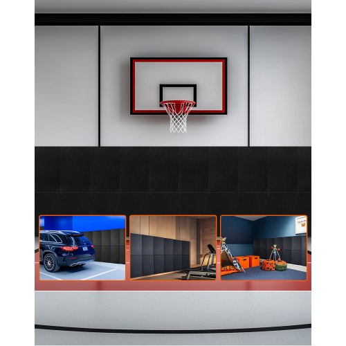 Väggmatta för gym, 60 x 20 x 2 tum, rivsäker väggmatta, avtagbar 2 tum tjock skummatta med hög densitet för basketplan, väggmonterad stoppning, hållbar vattentät skyddsmatta för gym, garage, källare