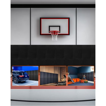 Väggmatta för gym, 60 x 20 x 2 tum, rivsäker väggmatta, avtagbar 2 tum tjock skummatta med hög densitet för basketplan, väggmonterad stoppning, hållbar vattentät skyddsmatta för gym, garage, källare