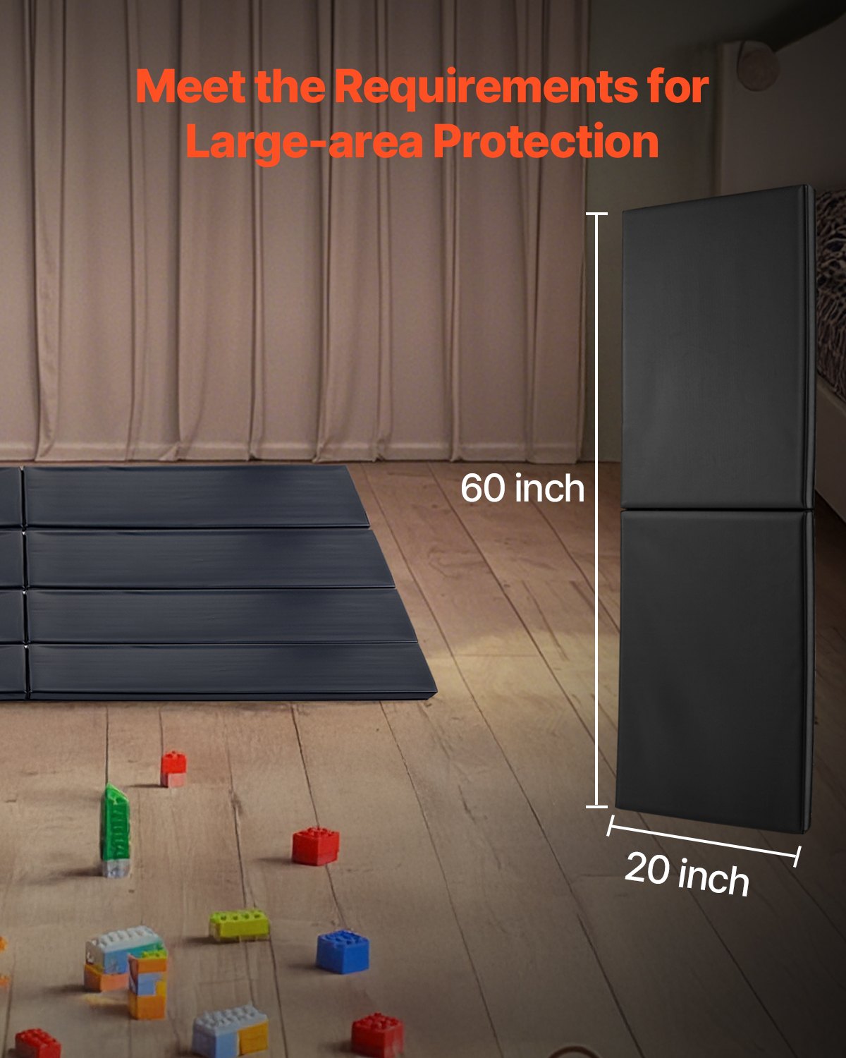Väggmatta för gym, 60 x 20 x 2 tum, rivsäker väggmatta, avtagbar 2 tum tjock skummatta med hög densitet för basketplan, väggmonterad stoppning, hållbar vattentät skyddsmatta för gym, garage, källare