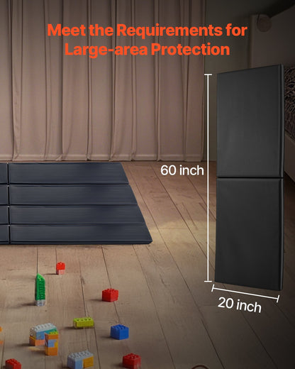 Väggmatta för gym, 60 x 20 x 2 tum, rivsäker väggmatta, avtagbar 2 tum tjock skummatta med hög densitet för basketplan, väggmonterad stoppning, hållbar vattentät skyddsmatta för gym, garage, källare