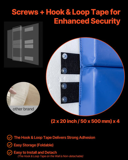 Gym Wall Padding, 71 x 24 x 2 inch Tear-Resistant Wall Mat, Removable 2" Thick Foam High Density Basketball Court Wall-Mounted Padding, Durable Waterproof Protective Pad for Gym Garage Basement