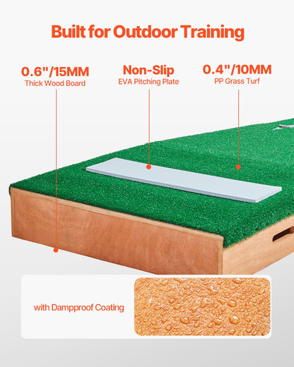 Pitching Mound, bärbar basebollkastarhög, 85 tum inomhus- och utomhusutrustning för pitchingövning, softbollshjälpmedel med antifade-gräs, pitchinggummi, justerbar bas