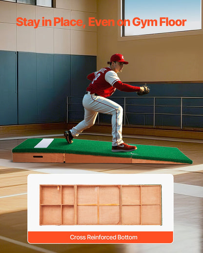 Pitching Mound, bärbar basebollkastarhög, 85 tum inomhus- och utomhusutrustning för pitchingövning, softbollshjälpmedel med antifade-gräs, pitchinggummi, justerbar bas