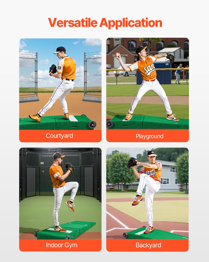 Pitching Mound, bärbar basebollkastarhög, 237 cm inomhus- och utomhusutrustning för pitchingträning, softbollshjälpmedel med antifade-gräs, pitchinggummi, bärhandtag