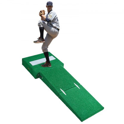 Pitching Mound, bärbar basebollkastarhög, 77 tum inomhus- och utomhusutrustning för pitchingövning, softbollshjälpmedel med antifade-gräs, pitchinggummi, bärhandtag