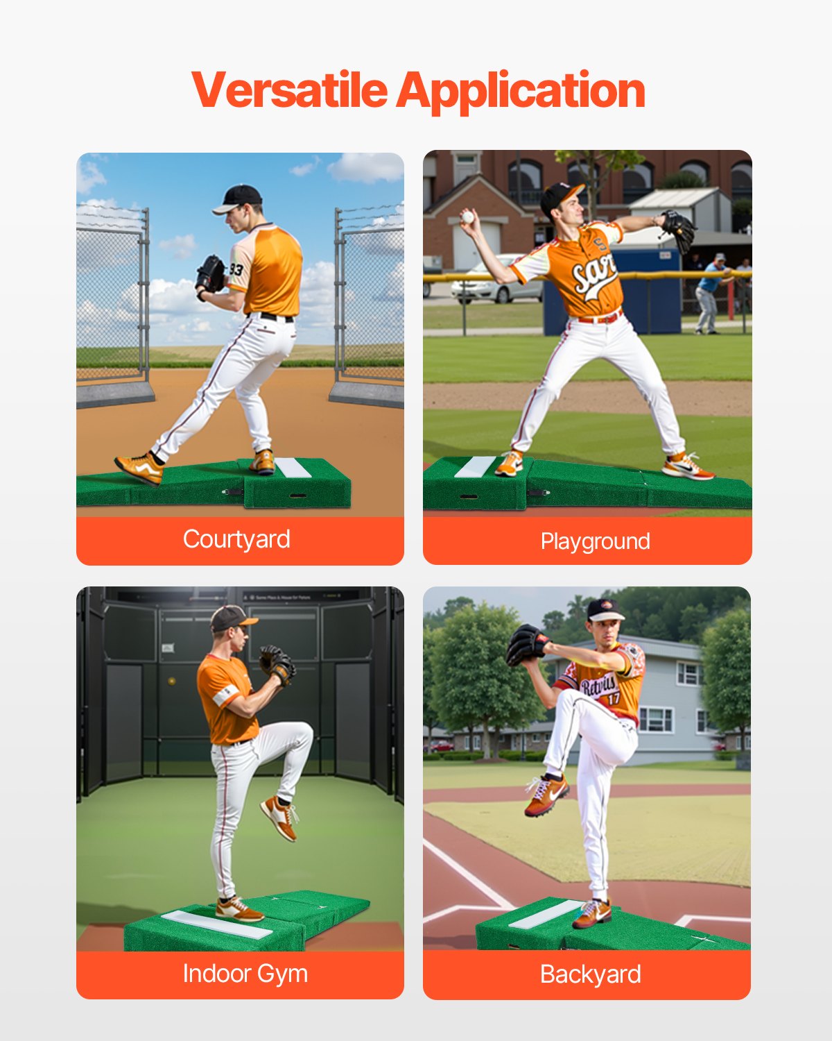 Pitching Mound, bärbar basebollkastarhög, 77 tum inomhus- och utomhusutrustning för pitchingövning, softbollshjälpmedel med antifade-gräs, pitchinggummi, bärhandtag