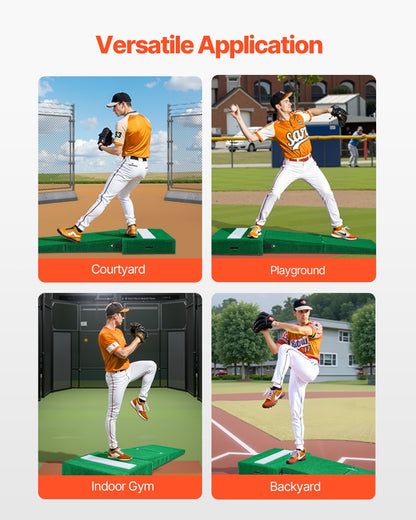 Pitching Mound, bärbar basebollkastarhög, 77 tum inomhus- och utomhusutrustning för pitchingövning, softbollshjälpmedel med antifade-gräs, pitchinggummi, bärhandtag