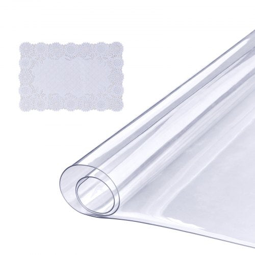 Genomskinligt bordsskydd, 91 x 183 cm bordsduk, 1,5 mm tjock PVC-plastduk, vattentätt skrivbordsskydd för skrivbord, soffbord, matbord