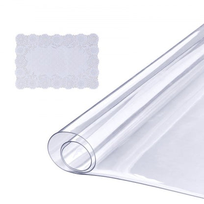 Genomskinligt bordsskydd, 91 x 183 cm bordsduk, 1,5 mm tjock PVC-plastduk, vattentätt skrivbordsskydd för skrivbord, soffbord, matbord