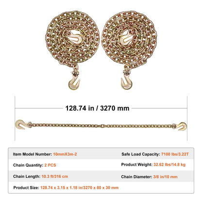 Binder Chain G80 Surrkedja med krokar 9,5 mm x 313,9 cm 2-pack 3220,5 kg