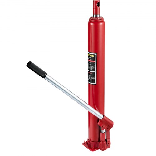 Hydraulisk domkraft med lång kolv, kapacitet 4 ton/8818 lbs, med enkelkolvspump och platt bas, manuell körsbärsplockare med handtag, för garage-/verkstadskranar, motorlyft, röd