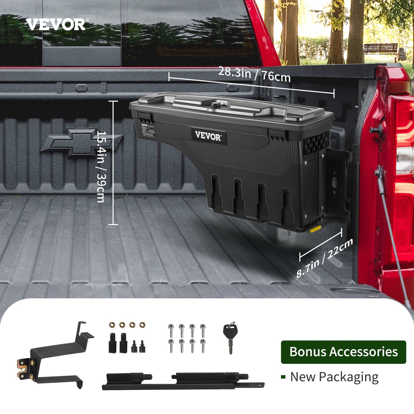 Verktygslåda för lastbilsflak 2019-20 Chevrolet Silverado 1500 Vänster+Höger