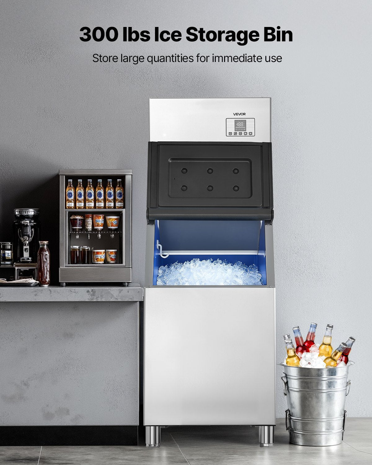 Commercial Ice Maker Machine, 181KG/24H Ice-Making Machine with 136KG Stainless Steel Storage Bin, Auto Self-Cleaning Ice Maker with Touchscreen for Bar Cafe Restaurant Business Commercial