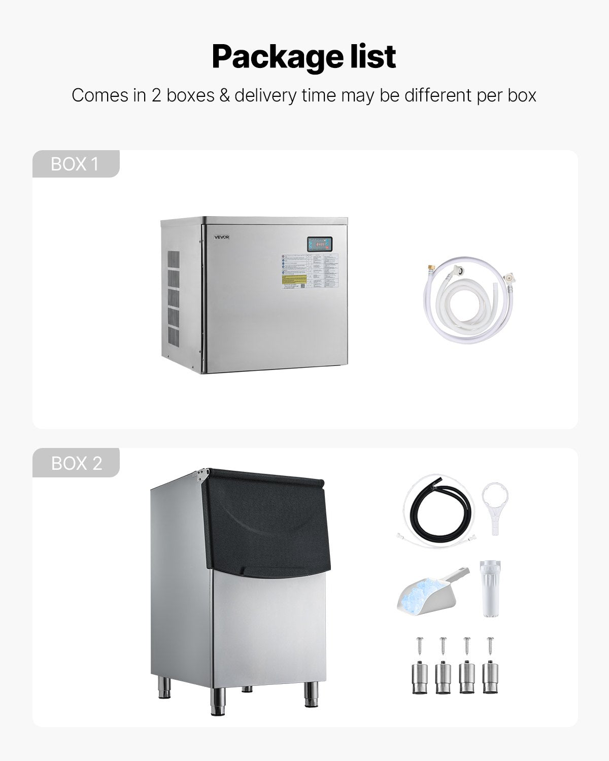 Commercial Ice Maker Machine, 204KG/24H Ice-Making Machine with 113KG Stainless Steel Storage Bin, Auto Self-Cleaning Ice Maker with Touchscreen for Bar Cafe Restaurant Business Commercial