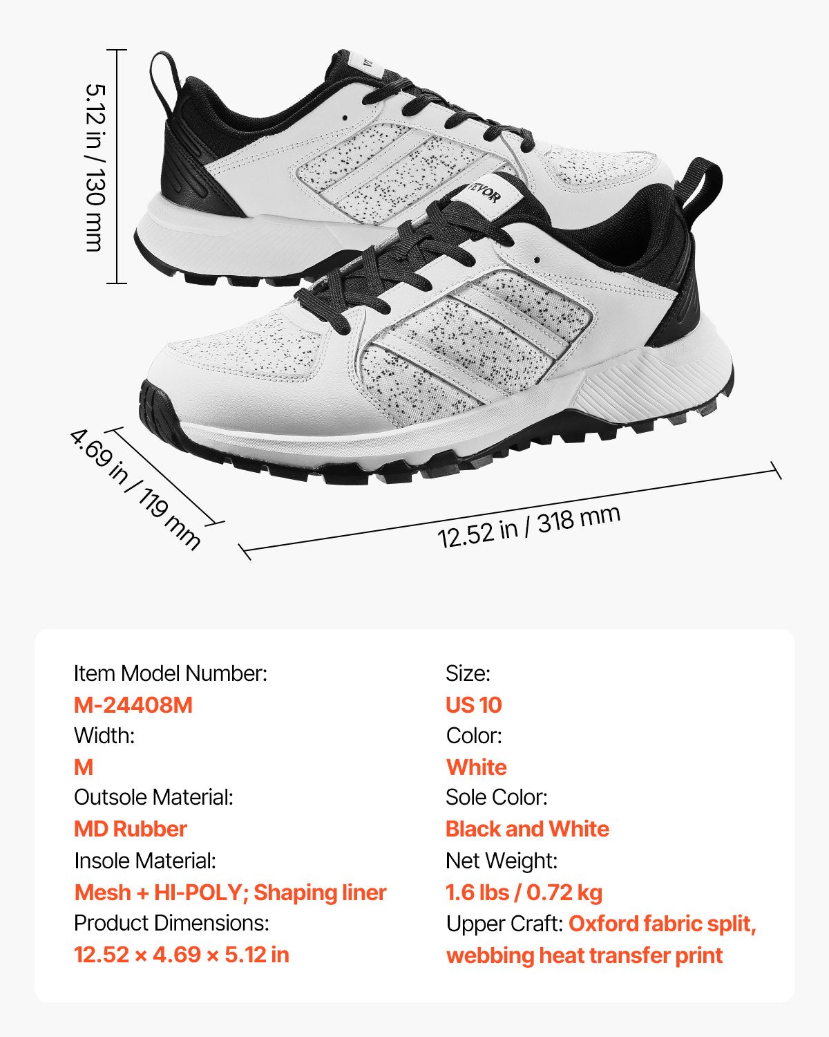 Crosstrainingskor, M-breda sneakers, storlek 9, skor med bred tå, stöd för hålfoten och justerbar snörning, träningsskor för löpning, gymnastik, hundpromenader och tyngdlyftning (vit)