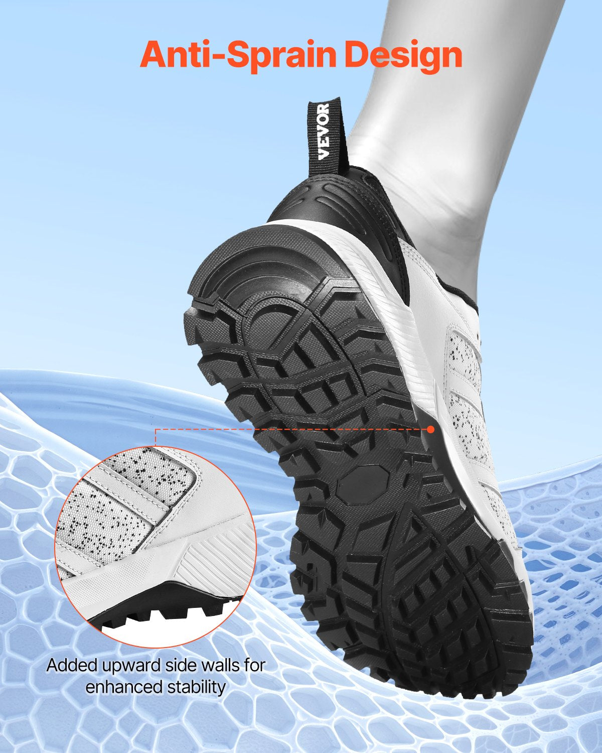 Crosstrainingskor, W-vidd sneakers UK storlek 7, skor med bred tåbox, stöd för hålfoten och justerbar snörning, träningsskor för löpning, gymnastik, hundpromenader och tyngdlyftning (vit)