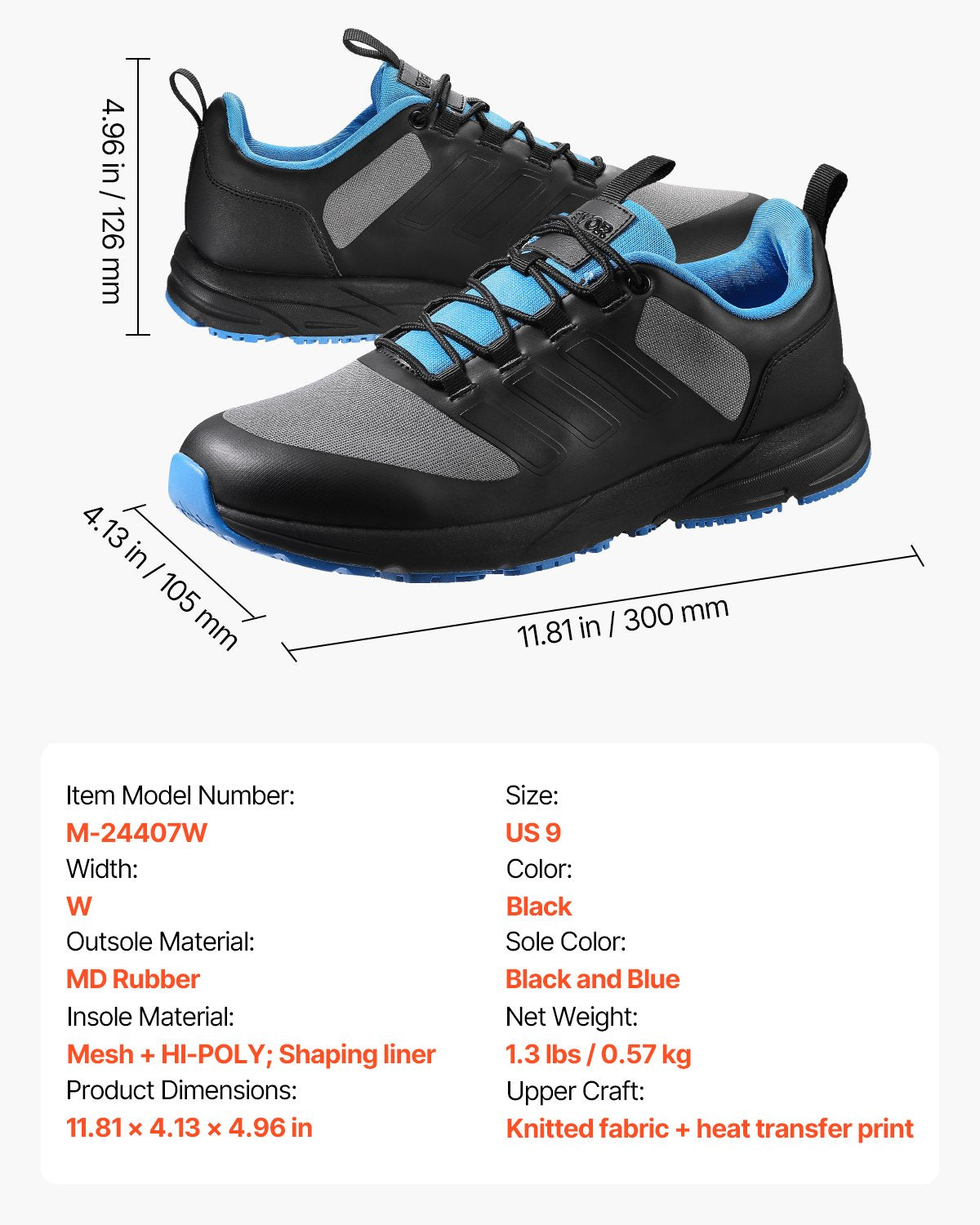 Crossträningsskor, W-vidd sneakers UK storlek 8, skor med bred tåbox, stöd för hålfoten och justerbar snörning, träningsskor för löpning, gymnastik, hundpromenader och tyngdlyftning (svart)