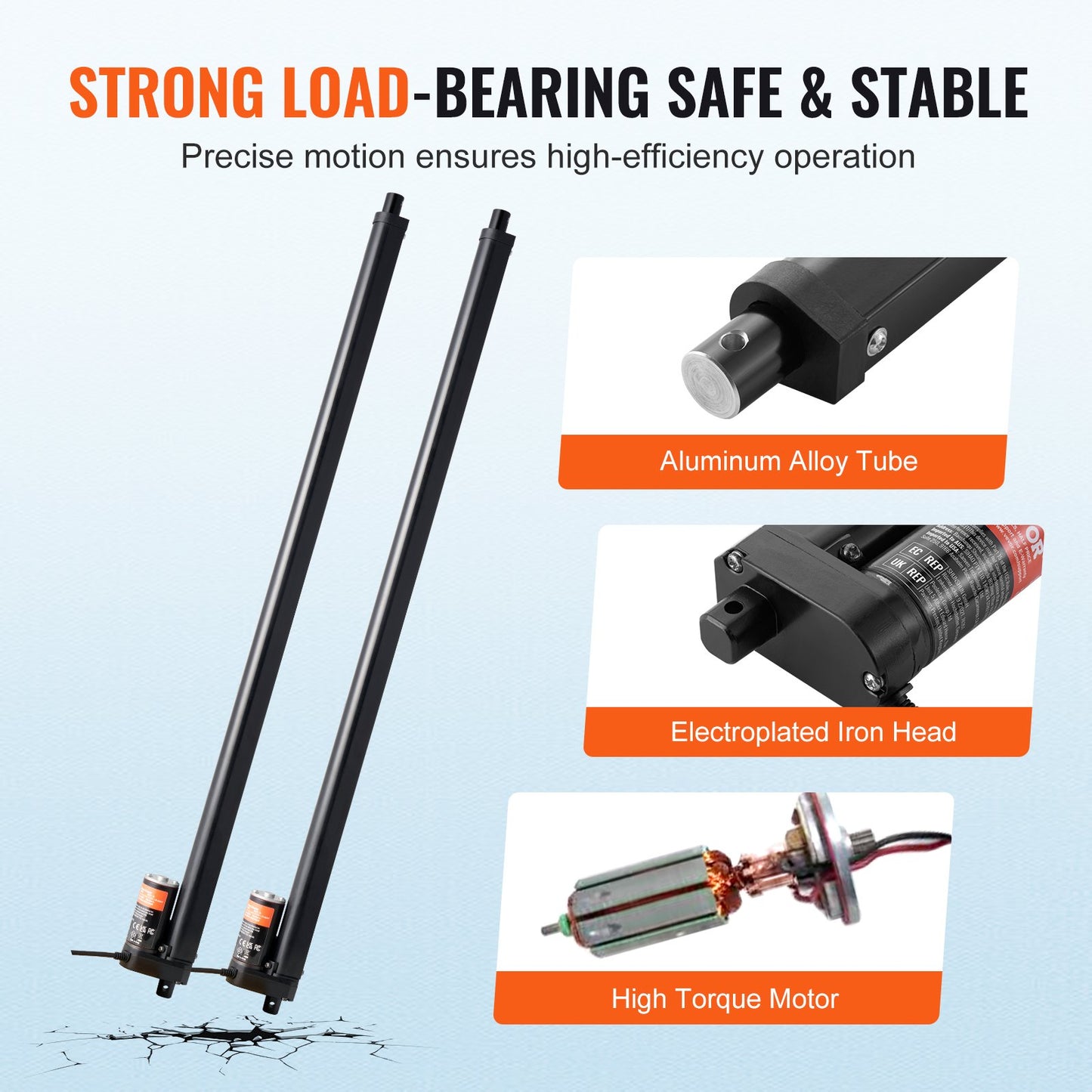 2 st 12V linjära aktuatorer 760 mm 9 mm/s 99,79 kg/1000N IP54-skydd