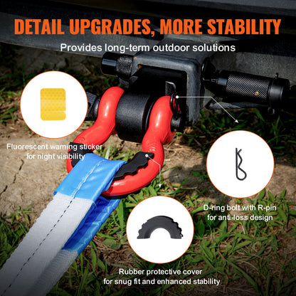 Schackle Hitch-mottagare, passar 2"-mottagare, 66000 lbs brottstyrka, D-ringsschackel med låsstift för släpvagnsdrag, kraftiga dragtillbehör för lastbilar, jeepar, terrängfordonsbärgning