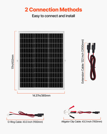 25W 12V solpanelsbatteriladdare, solcellsbatteriunderhållsladdare med intelligent MPPT-kontroller och justerbart monteringsfäste, IP67 vattentät för bil, båt, husbil, motorcykel, släpvagn