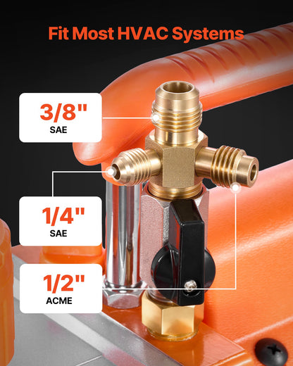 AC Vacuum Pump and Gauge Set, 7 CFM 198 L/min, Two Stage Rotary Vane HVAC Vacuum Pump, A/C Manifold Gauge Kit, for R134a R22 R410a, with Leak Detector Carry Bag, for Auto HVAC Air Conditioning