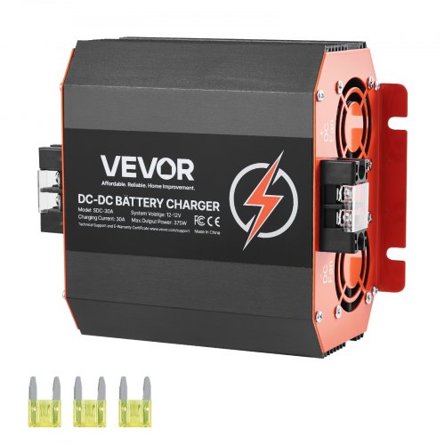 12V 30A DC till DC batteriladdare, 375W, inbyggd batteriladdare för bly-syra, litium-, AGM-, GEL- och överbelastade batterier, smart flerstegsladdning, för husbilar, kommersiella fordon, båtar, yachter