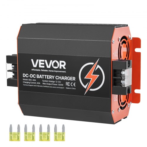 12V 40A DC till DC batteriladdare, 500W, inbyggd batteriladdare för bly-syra, litium-, AGM-, GEL- och överbelastade batterier, smart flerstegsladdning, för husbilar, kommersiella fordon, båtar, yachter