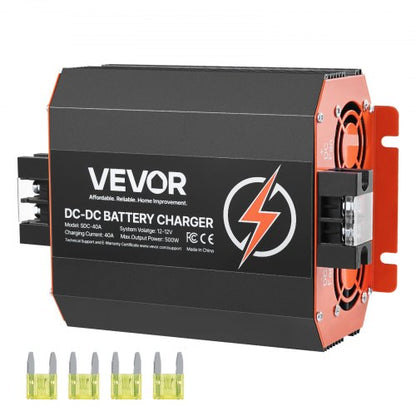 12V 40A DC till DC batteriladdare, 500W, inbyggd batteriladdare för bly-syra, litium-, AGM-, GEL- och överbelastade batterier, smart flerstegsladdning, för husbilar, kommersiella fordon, båtar, yachter