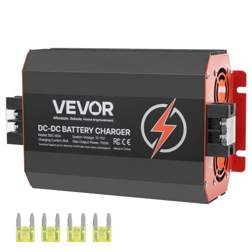 12V 60A DC to DC Battery Charger, 750W, On-Board Battery Charger for Lead-Acid, Lithium, AGM, GEL, and Flooded Batteries, Smart Multi-Stage Charging, for RVs, Commercial Vehicles, Boats, Yachts