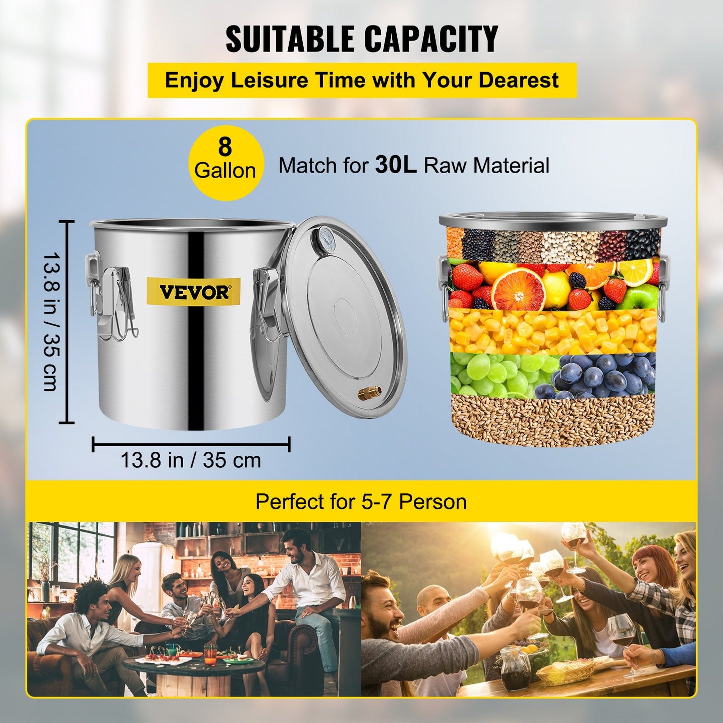 Destillationssats för hembränt, 36,3 liter destillationssats för eteriska oljor med vattenpump