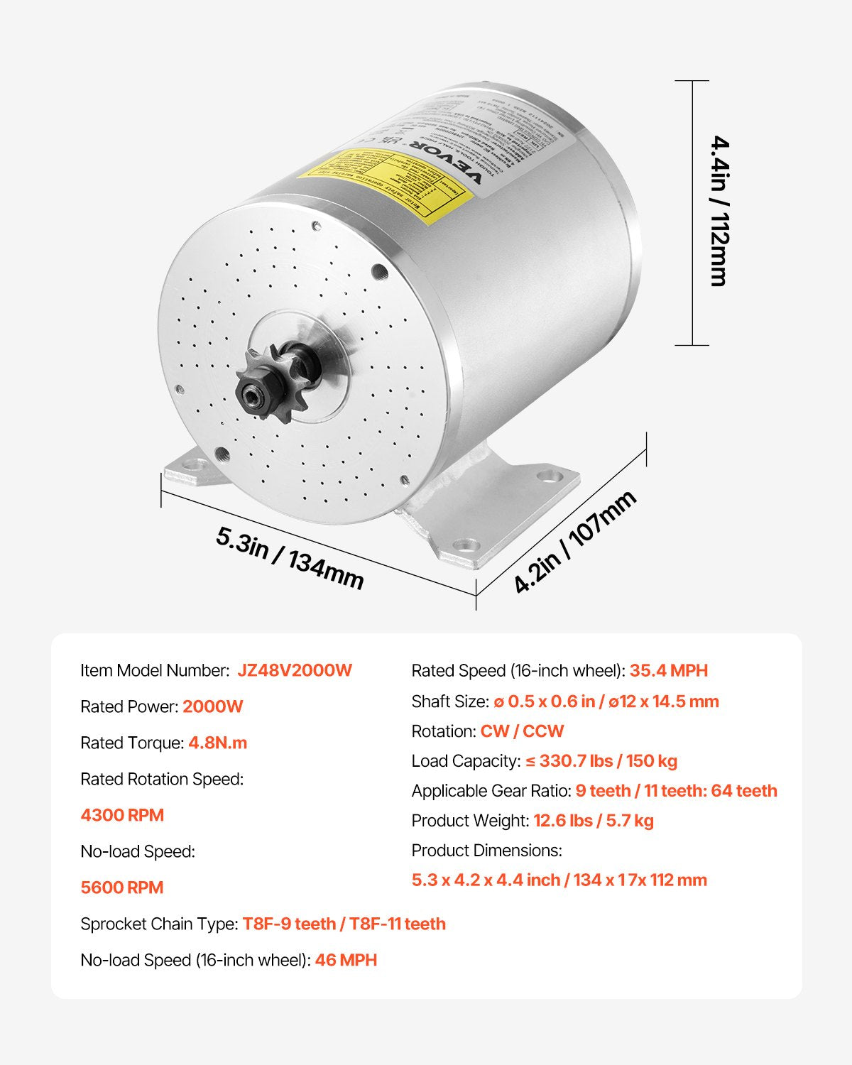 2000W elektrisk borstlös likströmsmotorsats - 48V 4300rpm motor med uppgraderad hastighetsregulator och gasreglagesats för gokart, elcykel, motorcykel, skoter, gör-det-själv