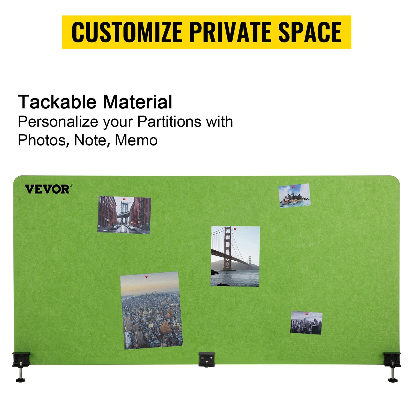 Desk Divider 60'' Desk Privacy Panel, 3 Panels Privacy Acoustic Panel, Sound Absorbing Acoustic Privacy Panel, Reduce Noise and Visual Distractions, Lightweight Clamp-on Divider Green
