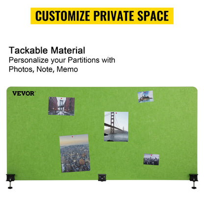 Desk Divider 60'' Desk Privacy Panel, 3 Panels Privacy Acoustic Panel, Sound Absorbing Acoustic Privacy Panel, Reduce Noise and Visual Distractions, Lightweight Clamp-on Divider Green