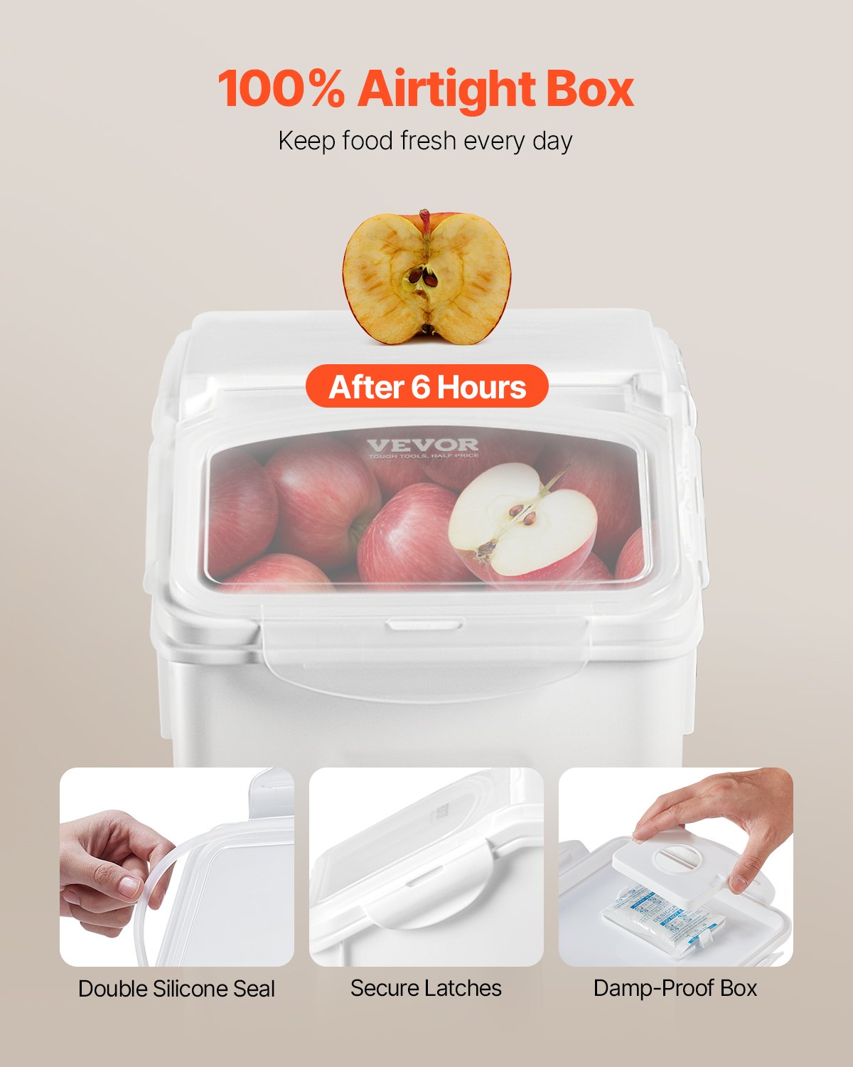 Rice Storage Container, 4.5Gallon/20L Capacity Large Dog Food Dispenser Bin, Kitchen Ingredient Grain Cereal Flour Bin, Pet food Containers with Wheels, Measuring Cup, Airtight Lid, 1 Pack