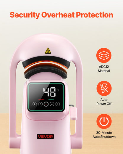 Automatisk värmepress för hattar, med 2 utbytbara tryckplattor, automatisk öppning och frigöring, pekskärm för exakt tid och temperaturkontroll, värmeöverföringstryck för kepsar, hattar, rosa