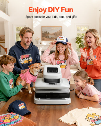 Automatisk värmepress, 38 x 38 cm, T-shirtpress med automatisk frigöring och justerbart tryck, digital display, snabb uppvärmning, för sublimering, vinyl, värmeöverföringsprojekt, vit