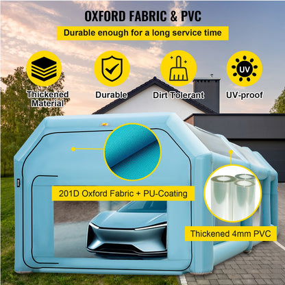 Uppblåsbar sprutbox för billackering 8,5 x 4,6 x 3 m filtersystem 2 blåsmaskiner