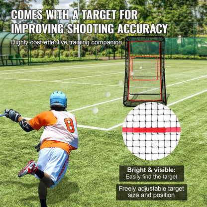 Lacrosse-rebounder för trädgården, 1219,2 x 2133,6 mm volleyboll-studsnät, pitchback throwback baseboll softboll returträningsskärm, justerbar vinkel för skjutövning med måltavla