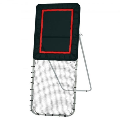 Hopfällbar lacrosse-rebounder för trädgården, 3x8 fot volleyboll-studsnät, pitchback throwback baseboll softboll returträningsskärm, justerbar vinkel skjutövningsvägg, svart