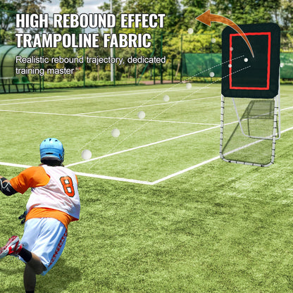 Hopfällbar lacrosse-rebounder för trädgården, 3x8 fot volleyboll-studsnät, pitchback throwback baseboll softboll returträningsskärm, justerbar vinkel skjutövningsvägg, svart