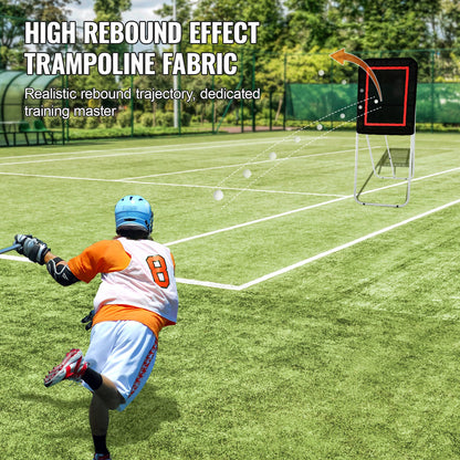 Hopfällbar lacrosse-rebounder för trädgården, 3x4 fot volleyboll-studsnät, pitchback throwback baseboll softboll returträningsskärm, justerbar vinkel skjutövningsvägg, svart