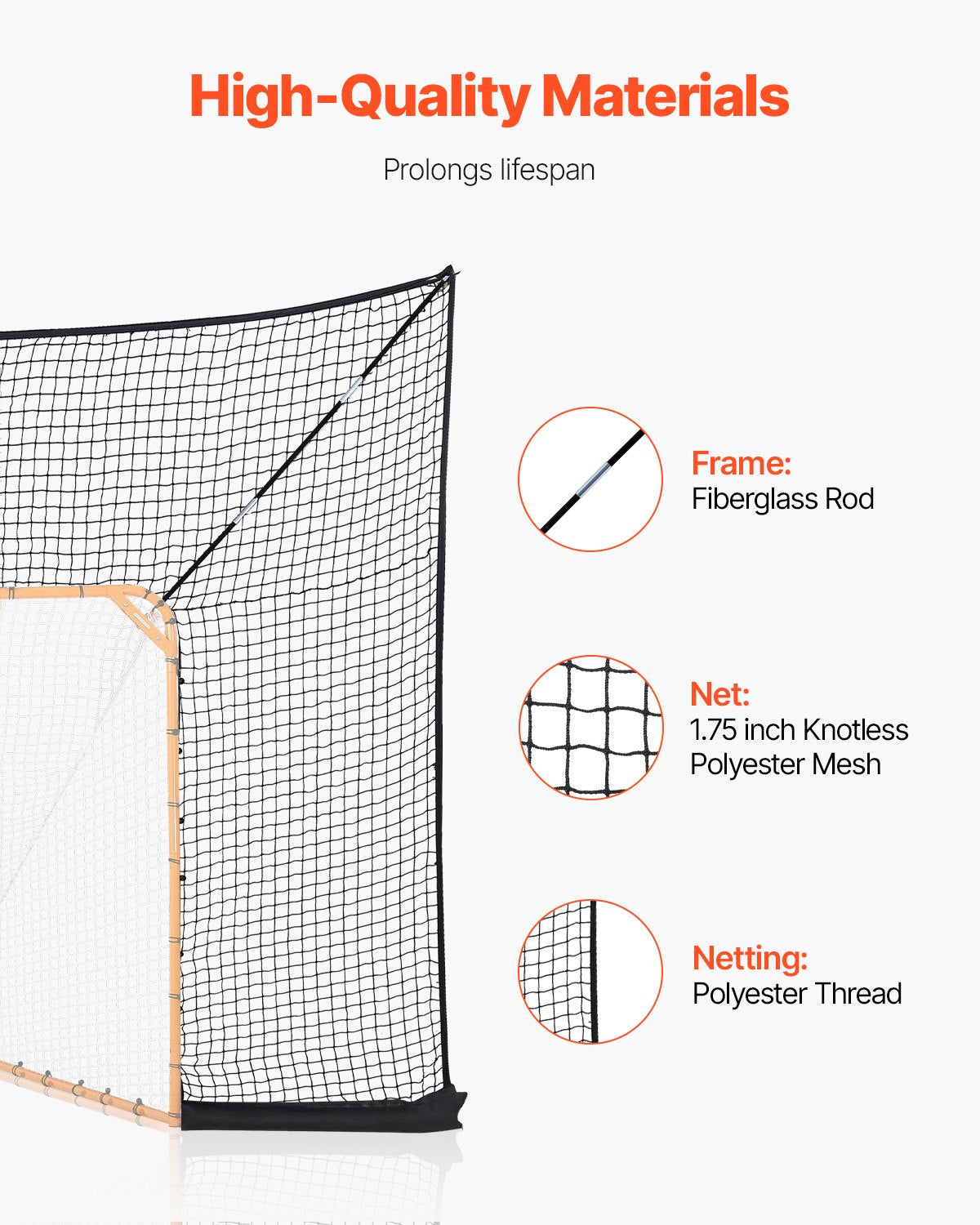 Hockey- och lacrossemålsskydd, 3,6x2,7 m lacrossenät med utökad täckning, snabb och enkel installation, kompletta tillbehör, träningsnät, lacrosseutrustning för bakgård, för ungdomar och vuxna (ENDAST NÄT)