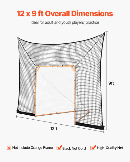 Hockey- och lacrossemålsskydd, 3,6x2,7 m lacrossenät med utökad täckning, snabb och enkel installation, kompletta tillbehör, träningsnät, lacrosseutrustning för bakgård, för ungdomar och vuxna (ENDAST NÄT)