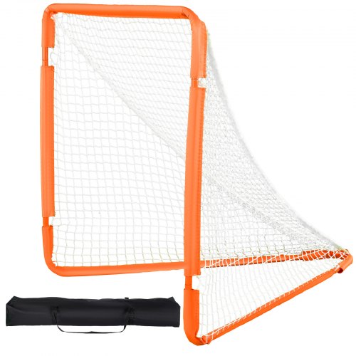 Lacrossemål, 1,2 x 1,2 m litet barnlacrossenät, hopfällbart bärbart lacrossemål med bärväska, träningsutrustning för trädgården med järnram, snabb och enkel installation, perfekt för ungdomsträning, orange