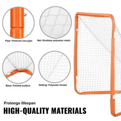 Lacrossemål, 1,2 x 1,2 m litet barnlacrossenät, hopfällbart bärbart lacrossemål med bärväska, träningsutrustning för trädgården med järnram, snabb och enkel installation, perfekt för ungdomsträning, orange