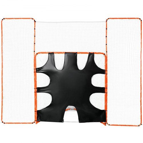 3-i-1 lacrossemål med stopp och måltavla, 12' x 9' lacrossenät, stålram för bakgårdslacrosse, snabbt och enkelt träningsnät, perfekt för ungdoms- och vuxenträning, orange