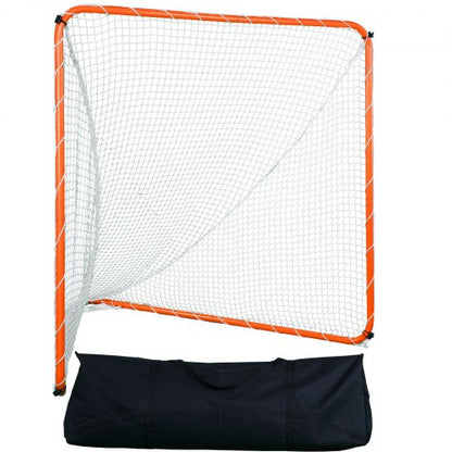 Lacrossemål, 1,8 x 1,8 m lacrossenät, stålram för trädgårdslacrosseträning, bärbart lacrossemål med bärväska, snabb och enkel installation, perfekt för ungdoms- och vuxenträning, orange