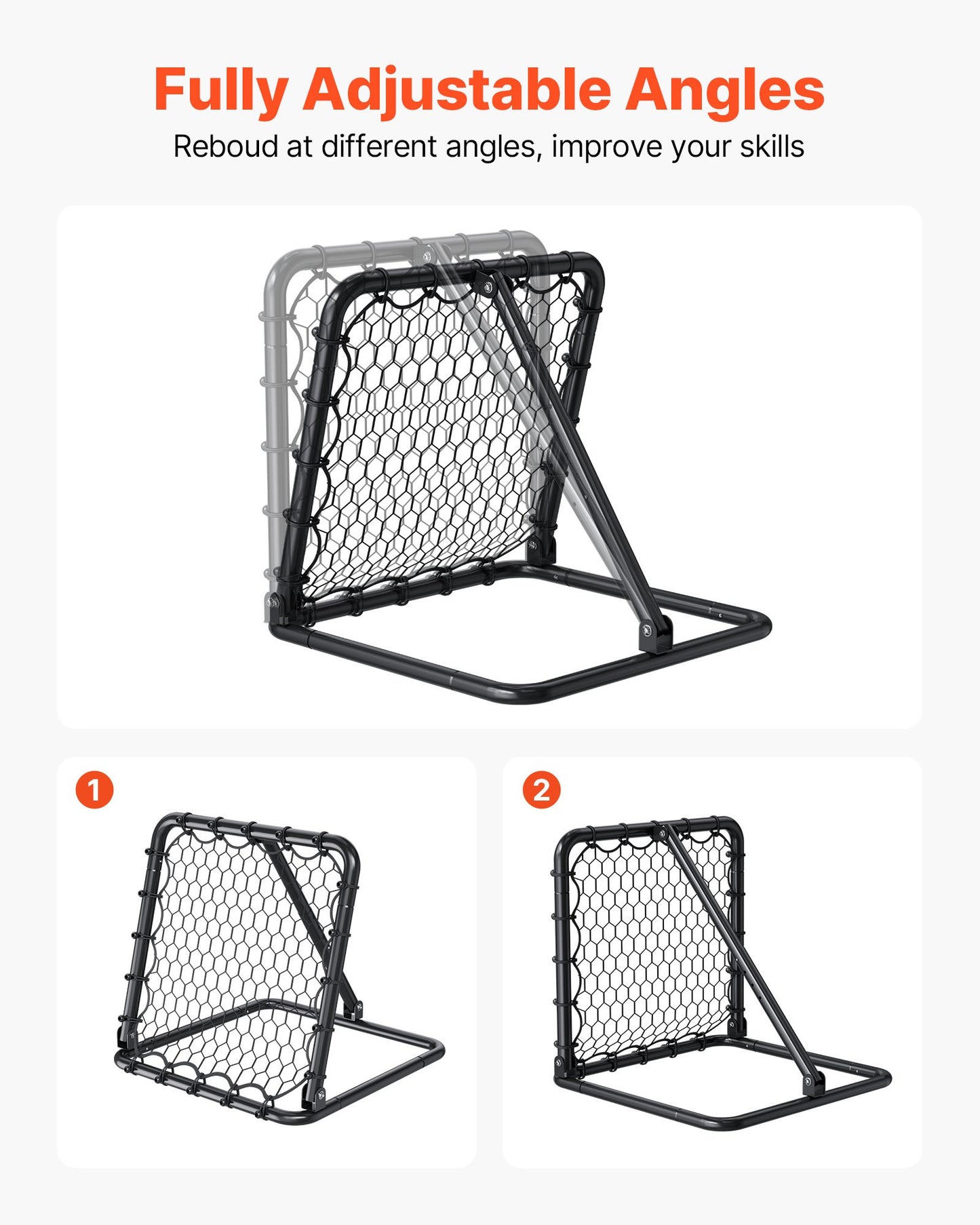 Fotbollsnät med rebounder, kickback 34"x34", bärbara fotbollsträningsgåvor, fullt justerbara vinklar, målnät, hjälpmedel och utrustning för barn, tonåringar och alla åldrar, enkel uppsättning och perfekt förvaring