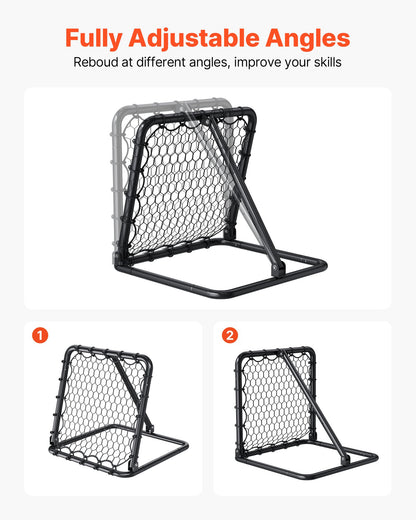 Fotbollsnät med rebounder, kickback 34"x34", bärbara fotbollsträningsgåvor, fullt justerbara vinklar, målnät, hjälpmedel och utrustning för barn, tonåringar och alla åldrar, enkel uppsättning och perfekt förvaring